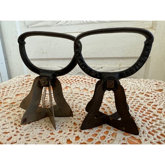 Antique 1800's lot of Two Bell Shaped Food Choppers Cast iron Primitive - Picture 1 of 11